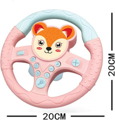 Kids Simulated Steering Wheel Car Toy with Lights, Music & Suction (Pink)