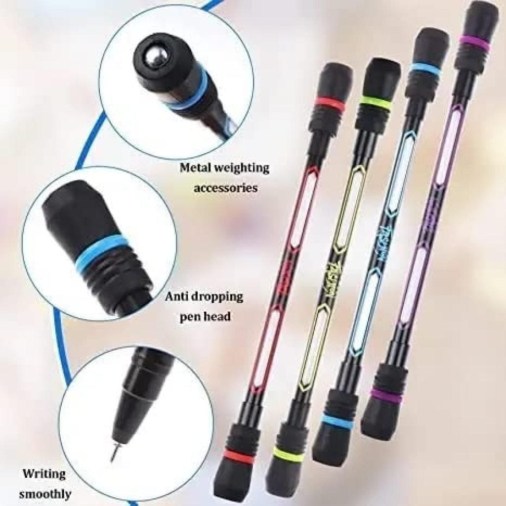 Premium Spinning Pen Set – 4 Pack Non-Slip, Weighted Rolling Ballpoint Pens for Students & Play