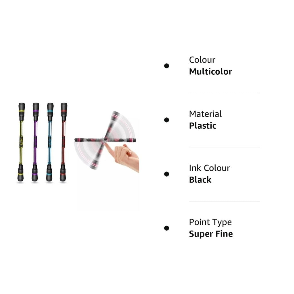 Premium Spinning Pen Set – 4 Pack Non-Slip, Weighted Rolling Ballpoint Pens for Students & Play