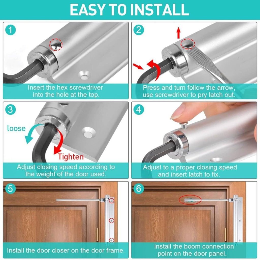 Heavy Duty Spring Door Closer – Adjustable, Indoor & Outdoor Use