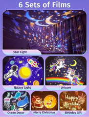 Cute Bunny Star Projector Night Light – 360° Rotatable Galaxy Lamp for Kids & Nursery