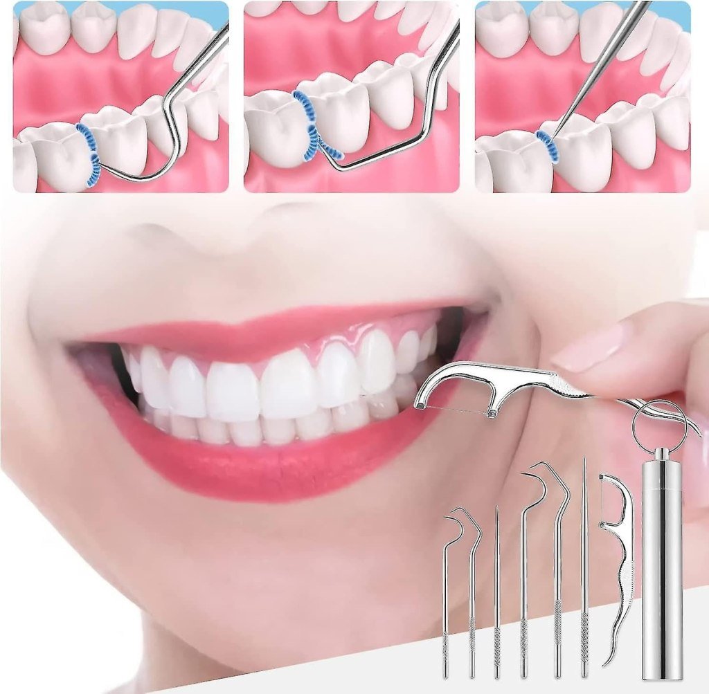 Portable 4-Piece Metal Toothpick & Floss Set for Travel & Outdoor Use