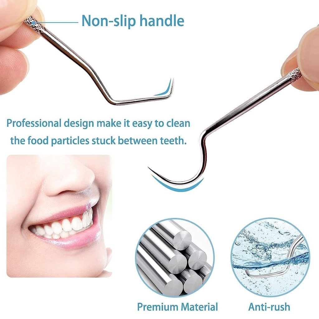 Portable 4-Piece Metal Toothpick & Floss Set for Travel & Outdoor Use