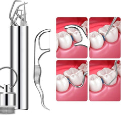 Portable 4-Piece Metal Toothpick & Floss Set for Travel & Outdoor Use