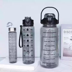 Motivational Transparent Water Bottle Set – 3 Pack, 2000ml, 700ml, 300ml