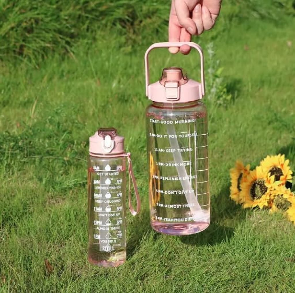 Motivational Transparent Water Bottle Set – 3 Pack, 2000ml, 700ml, 300ml