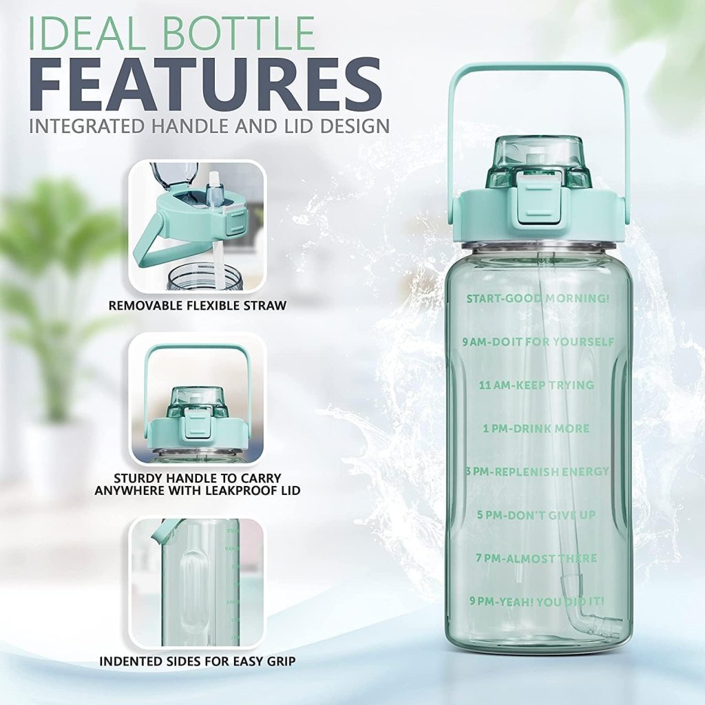 Motivational Transparent Water Bottle Set – 3 Pack, 2000ml, 700ml, 300ml