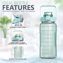Motivational Transparent Water Bottle Set – 3 Pack, 2000ml, 700ml, 300ml