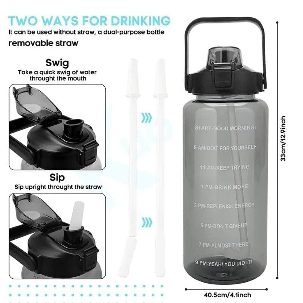 Motivational Transparent Water Bottle Set – 3 Pack, 2000ml, 700ml, 300ml