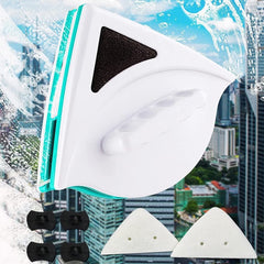 Triangle Magnetic Glass Cleaner – Double-Sided Window Wiper & Squeegee Kit