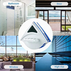 Triangle Magnetic Glass Cleaner – Double-Sided Window Wiper & Squeegee Kit