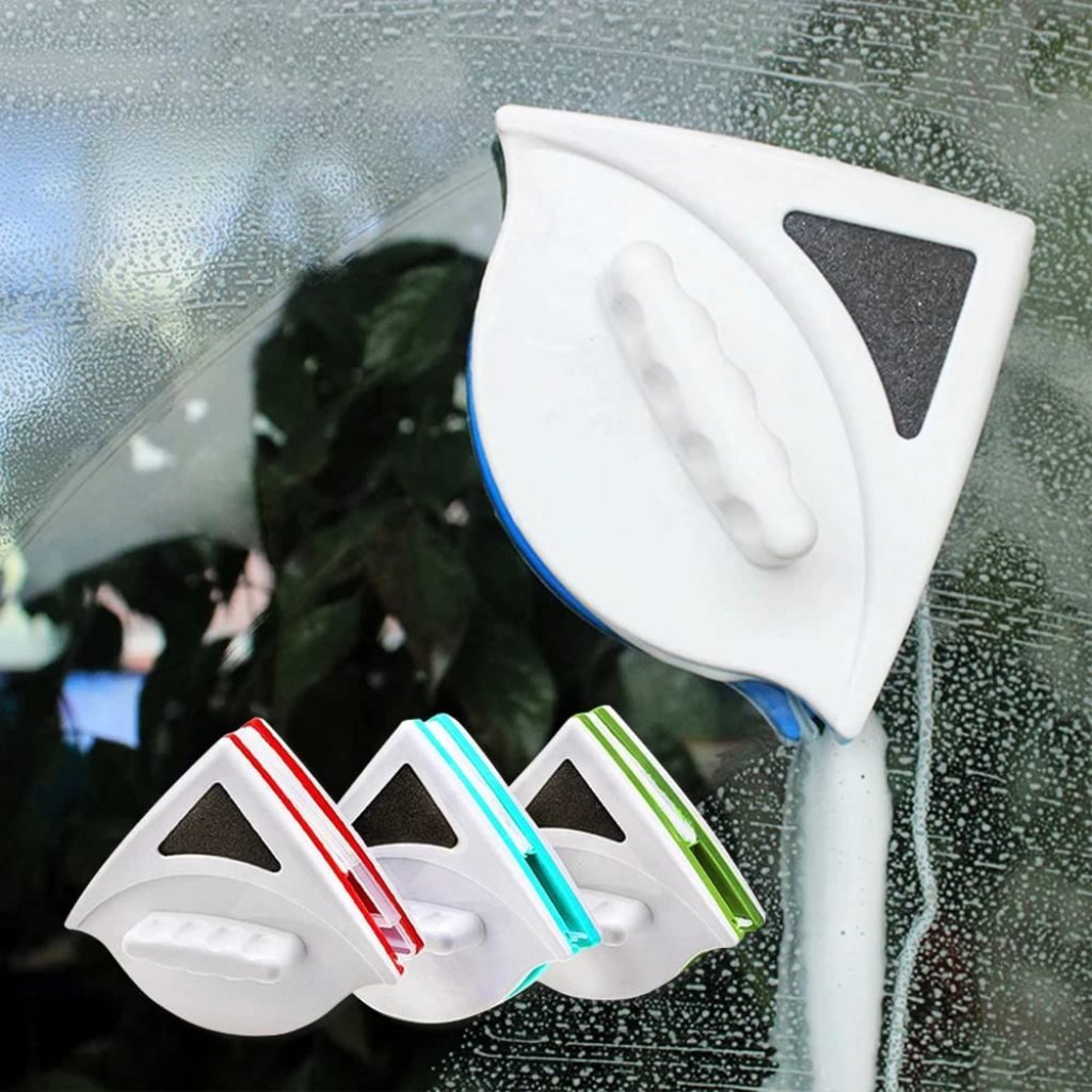 Triangle Magnetic Glass Cleaner – Double-Sided Window Wiper & Squeegee Kit