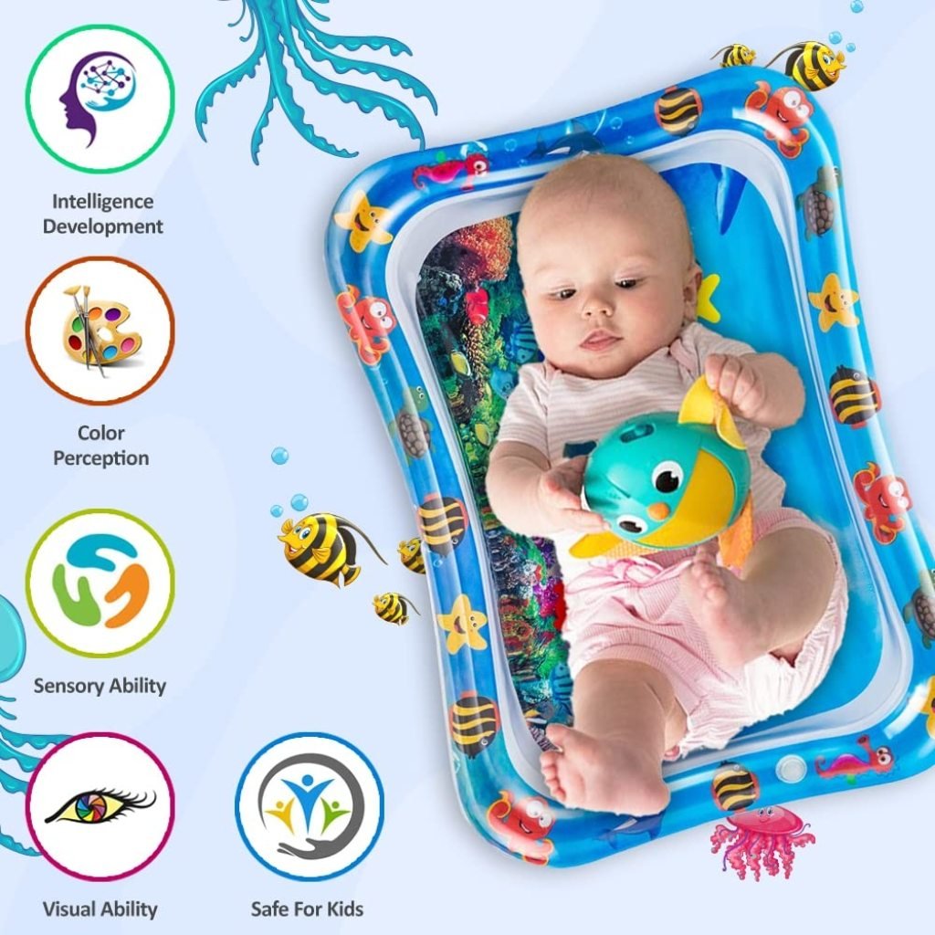 Tummy Time Baby Water Play Mat – Inflatable Indoor & Outdoor Fun (Blue)