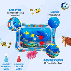 Tummy Time Baby Water Play Mat – Inflatable Indoor & Outdoor Fun (Blue)