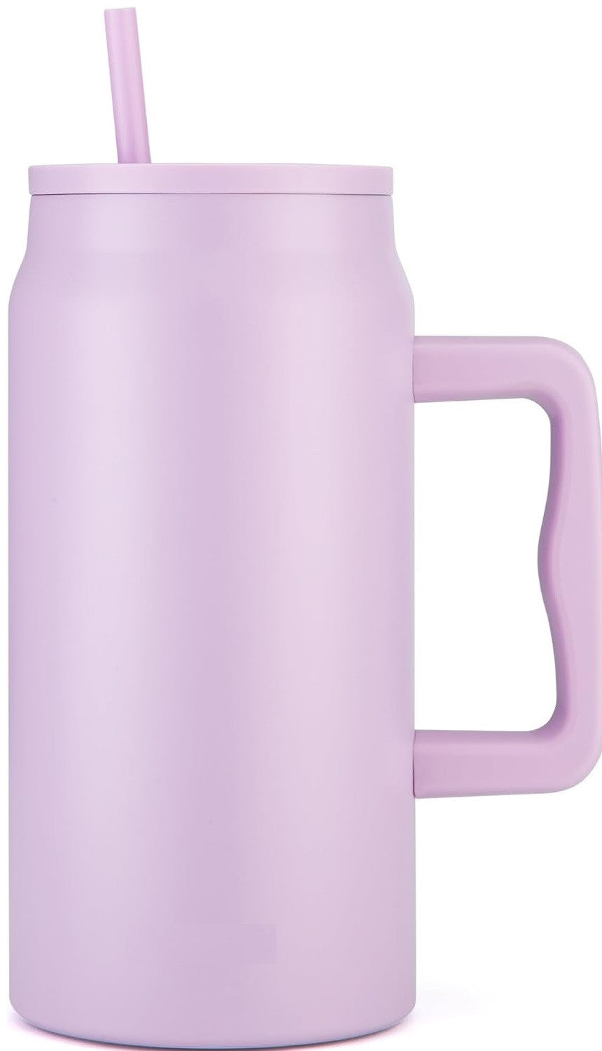 Lavender 1500ml Insulated Mug with Handle and Straw