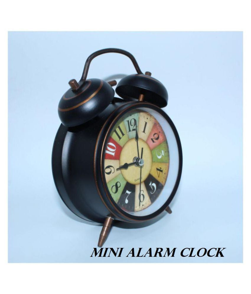 Stylish Black Metal Wall Clock with Silent Movement and Loud Alarm