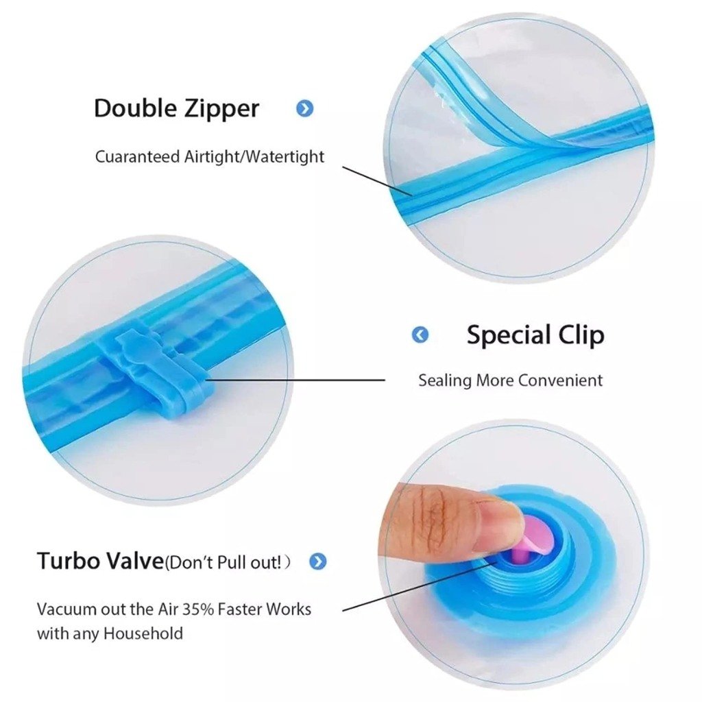 Heavy-Duty Vacuum Storage Bags with Pump – 5 Pack, Reusable Space Saver Bags for Travel & Home