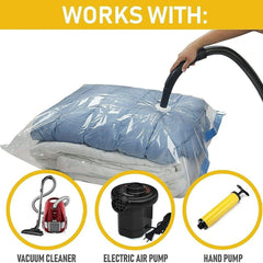 Heavy-Duty Vacuum Storage Bags with Pump – 5 Pack, Reusable Space Saver Bags for Travel & Home