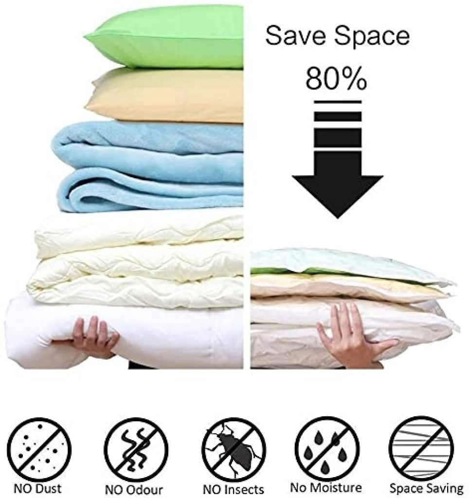 Heavy-Duty Vacuum Storage Bags with Pump – 5 Pack, Reusable Space Saver Bags for Travel & Home