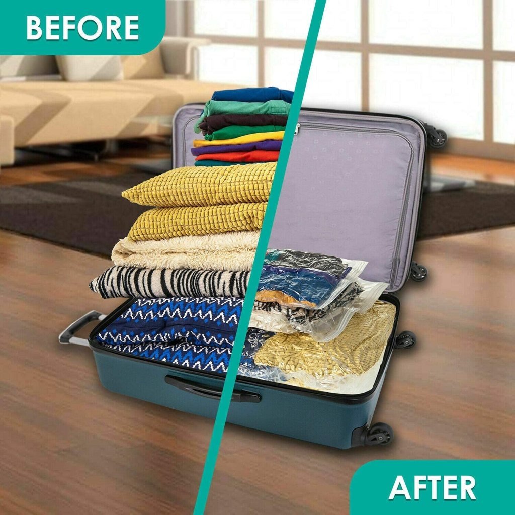 Heavy-Duty Vacuum Storage Bags with Pump – 5 Pack, Reusable Space Saver Bags for Travel & Home
