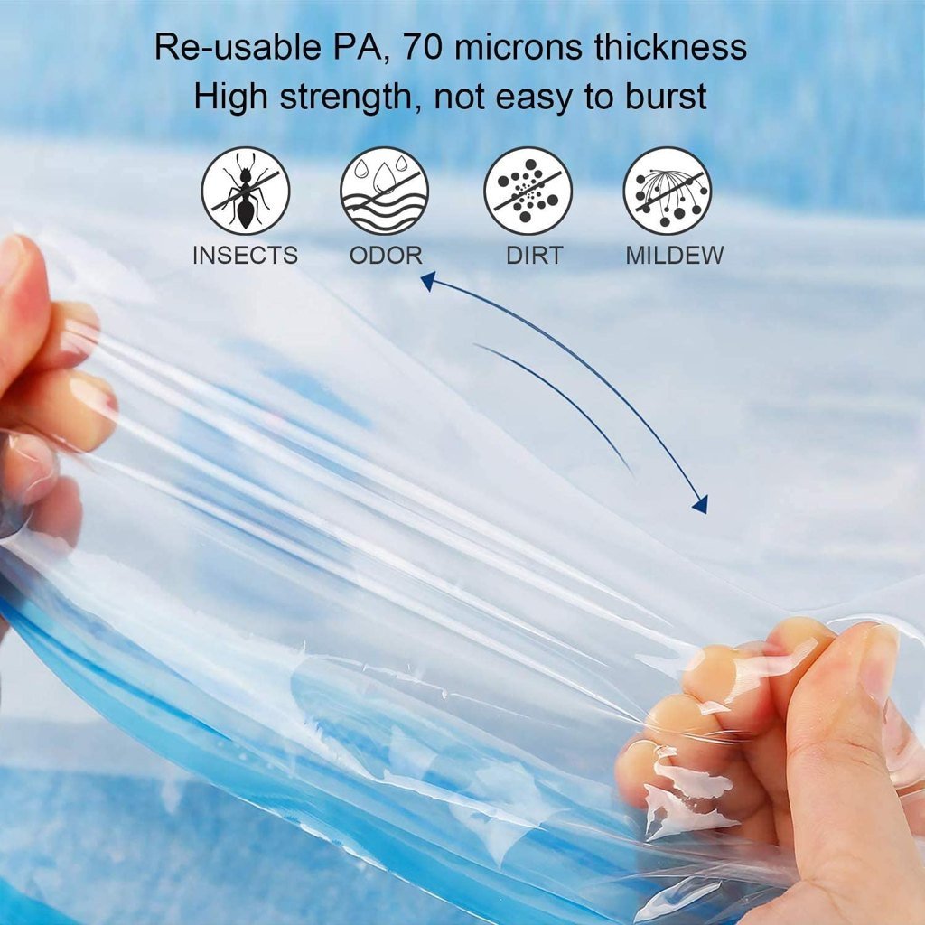 Heavy-Duty Vacuum Storage Bags with Pump – 5 Pack, Reusable Space Saver Bags for Travel & Home