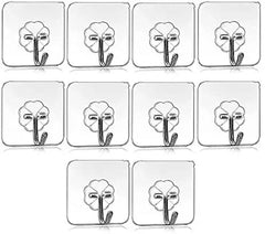 Heavy Duty Transparent Wall Hooks – Waterproof Metal Adhesive Hangers for Kitchen & Bathroom (Pack of 1)