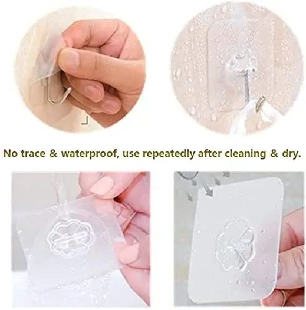Heavy Duty Transparent Wall Hooks – Waterproof Metal Adhesive Hangers for Kitchen & Bathroom (Pack of 1)