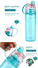 2-in-1 Spray & Drink Water Bottle – 600ml Outdoor Sports Sipper