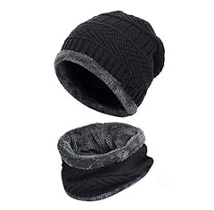 Warm Winter Knit Hat & Scarf Combo for Men & Women – Fleece-Lined & Thick Woolen Cap