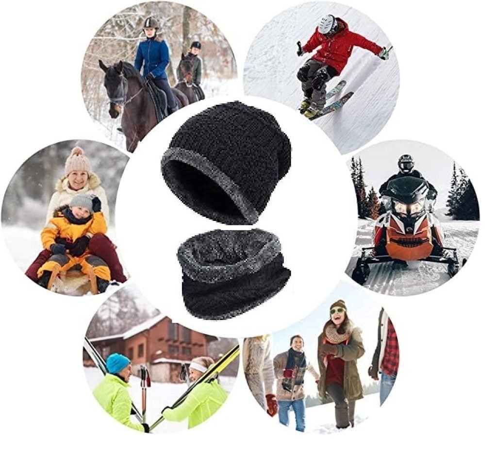 Warm Winter Knit Hat & Scarf Combo for Men & Women – Fleece-Lined & Thick Woolen Cap