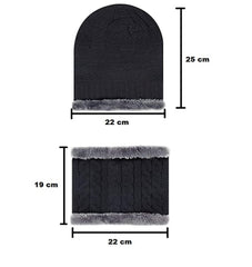 Warm Winter Knit Hat & Scarf Combo for Men & Women – Fleece-Lined & Thick Woolen Cap