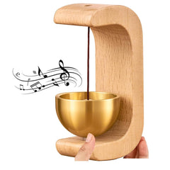 Vintage Beech Wood Doorbell with Brass Bell – Classic Wall Mount Chime