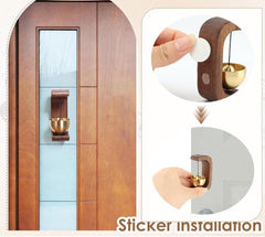 Vintage Beech Wood Doorbell with Brass Bell – Classic Wall Mount Chime