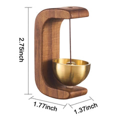Vintage Beech Wood Doorbell with Brass Bell – Classic Wall Mount Chime