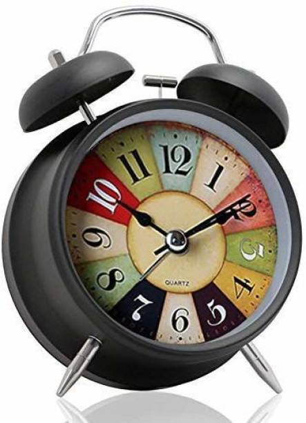 Stylish Black Metal Wall Clock with Silent Movement and Loud Alarm