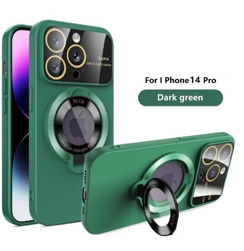 Dark Green iPhone 14 Pro Case with MagSafe & Invisible Stand