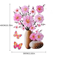 3D Flower & Vase Wall Sticker - 1 Pc