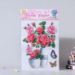 3D Flower & Vase Wall Sticker - 1 Pc
