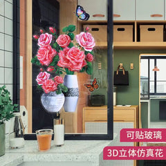3D Flower & Vase Wall Sticker - 1 Pc
